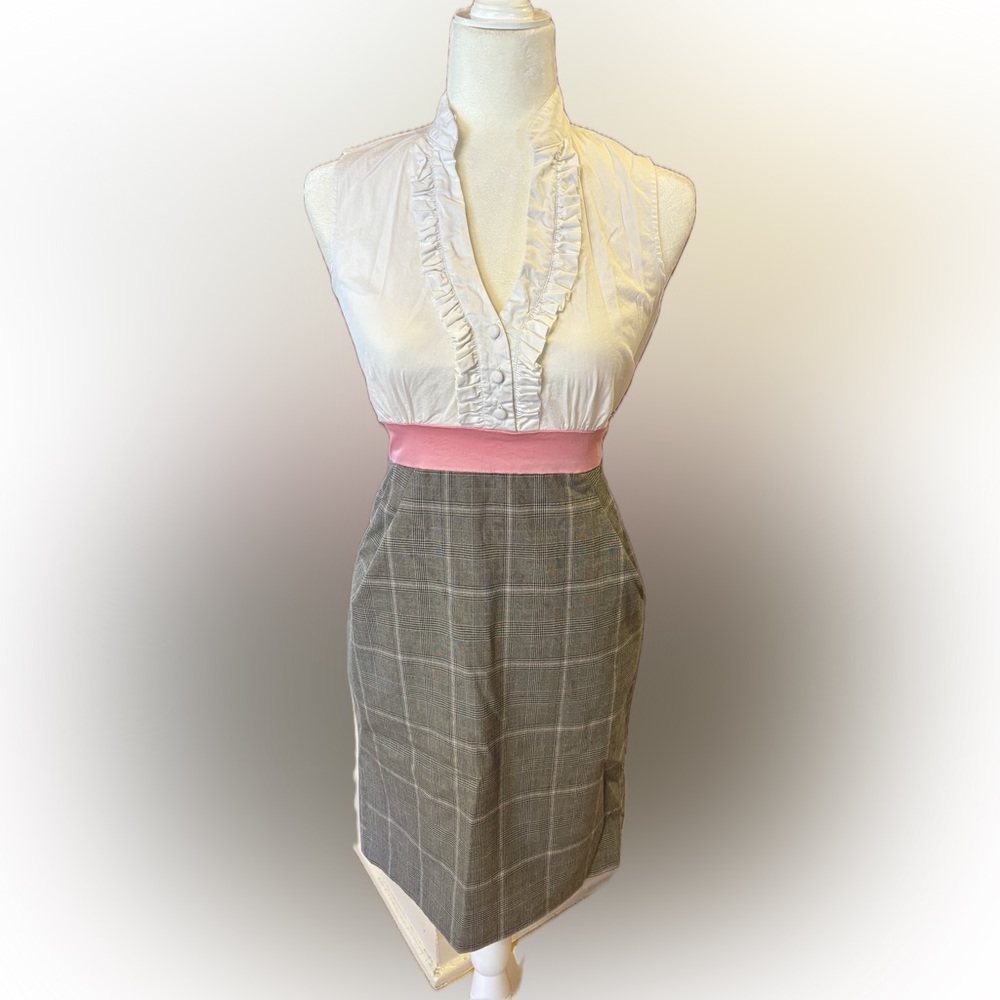 Alyn Paige Pink and Gray Plaid Dress